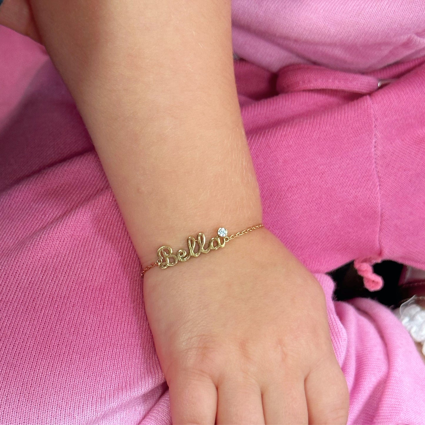 Sam Script CZ Bezel Baby Bracelet