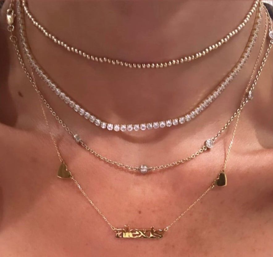 14K Alexis Double Heart Name Necklace