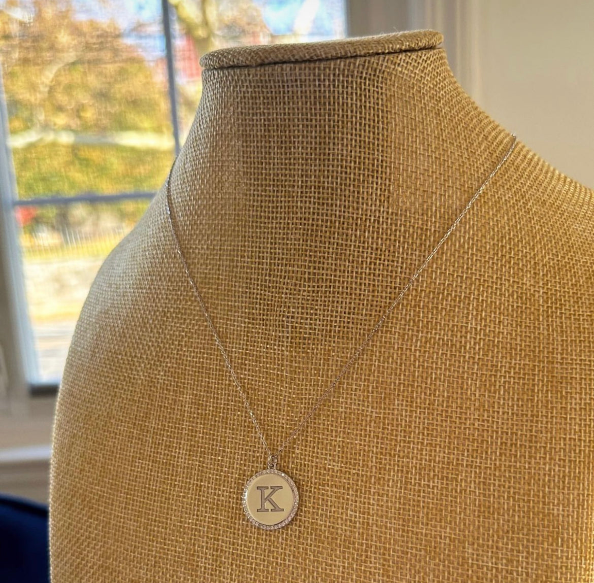 Madeline Initial Disc with CZ Border