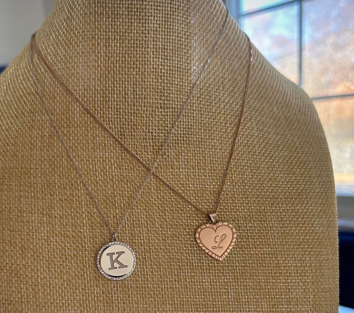 Madeline Initial Disc with CZ Border