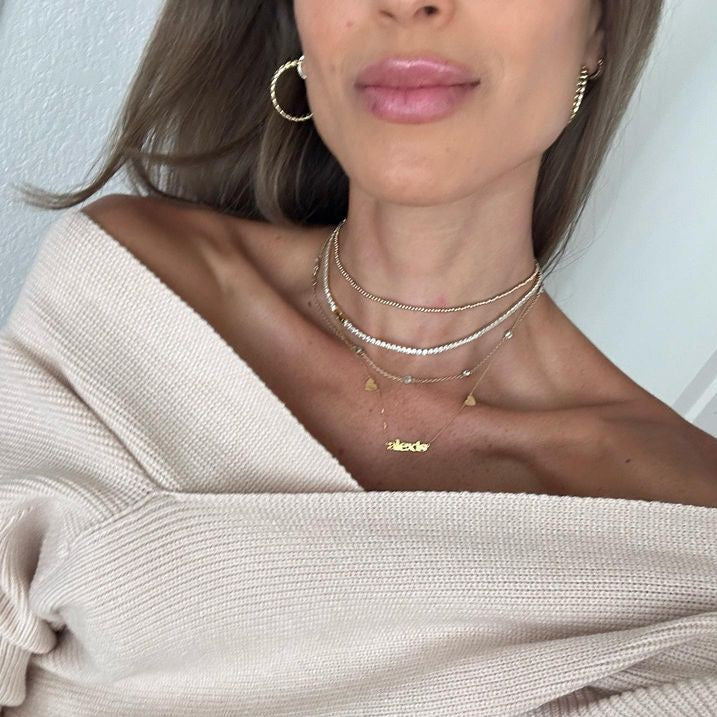 14K Alexis Double Heart Name Necklace