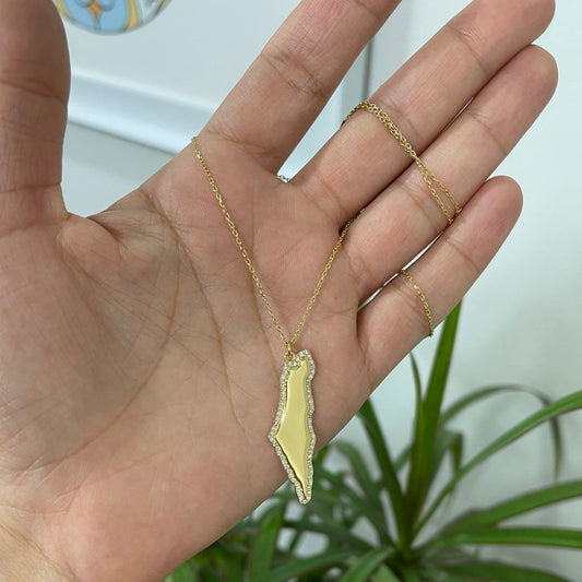 Israel Map CZ Necklace