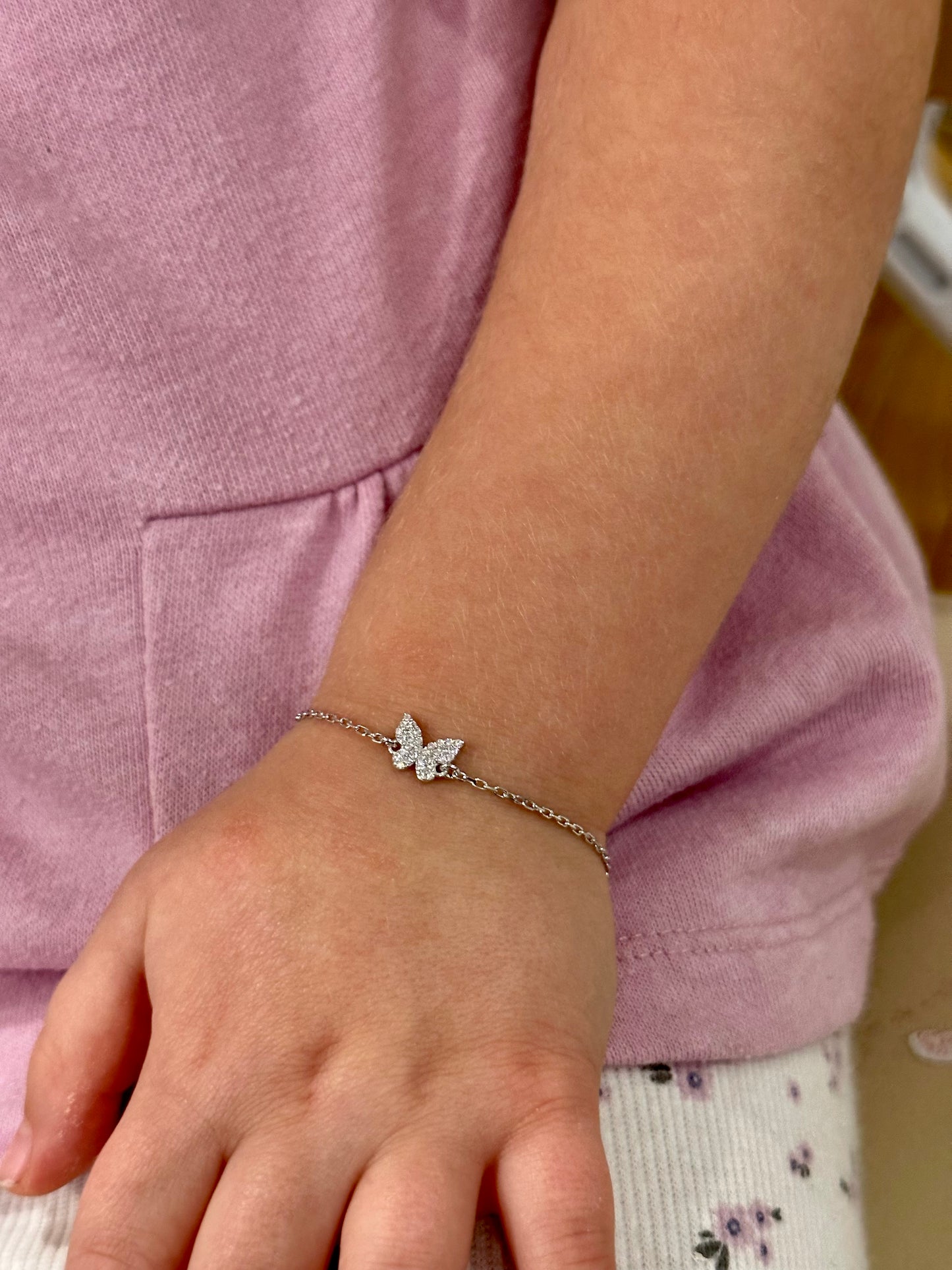 Little Girls' Butterfly CZ Bracelet