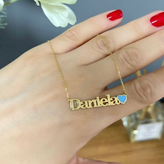 Carissa Enamel Heart Nameplate