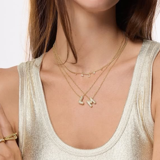 Frosted bubble letter initial necklace, inspired by Hailey Bieber, made from high-quality sterling silver for a timeless, durable, and trendy accessory. Perfect for personalized style with a chic frosted finish.