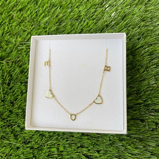 Layla Enamel Heart Initial Necklace