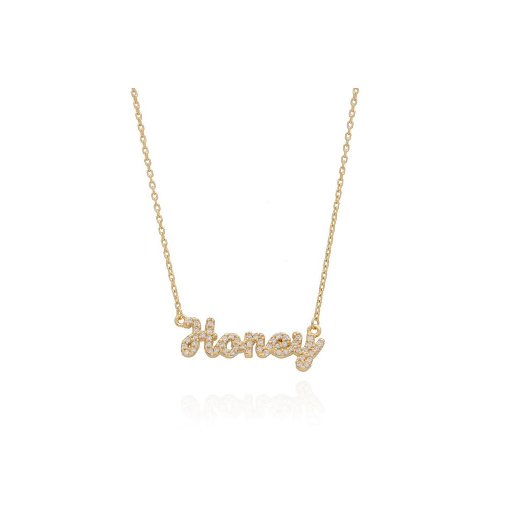 Lola Script CZ Nameplate Necklace