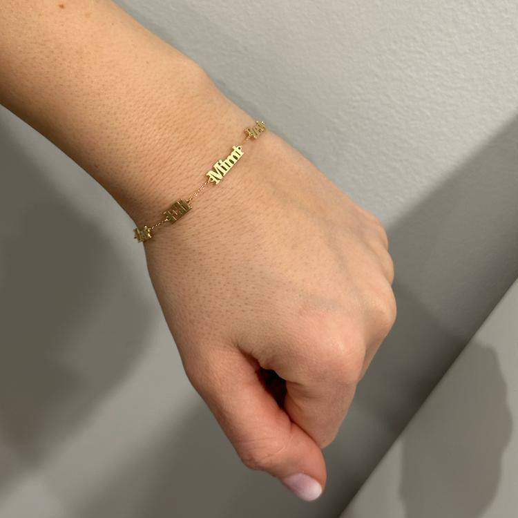 lowercase mommy multiple name bracelet