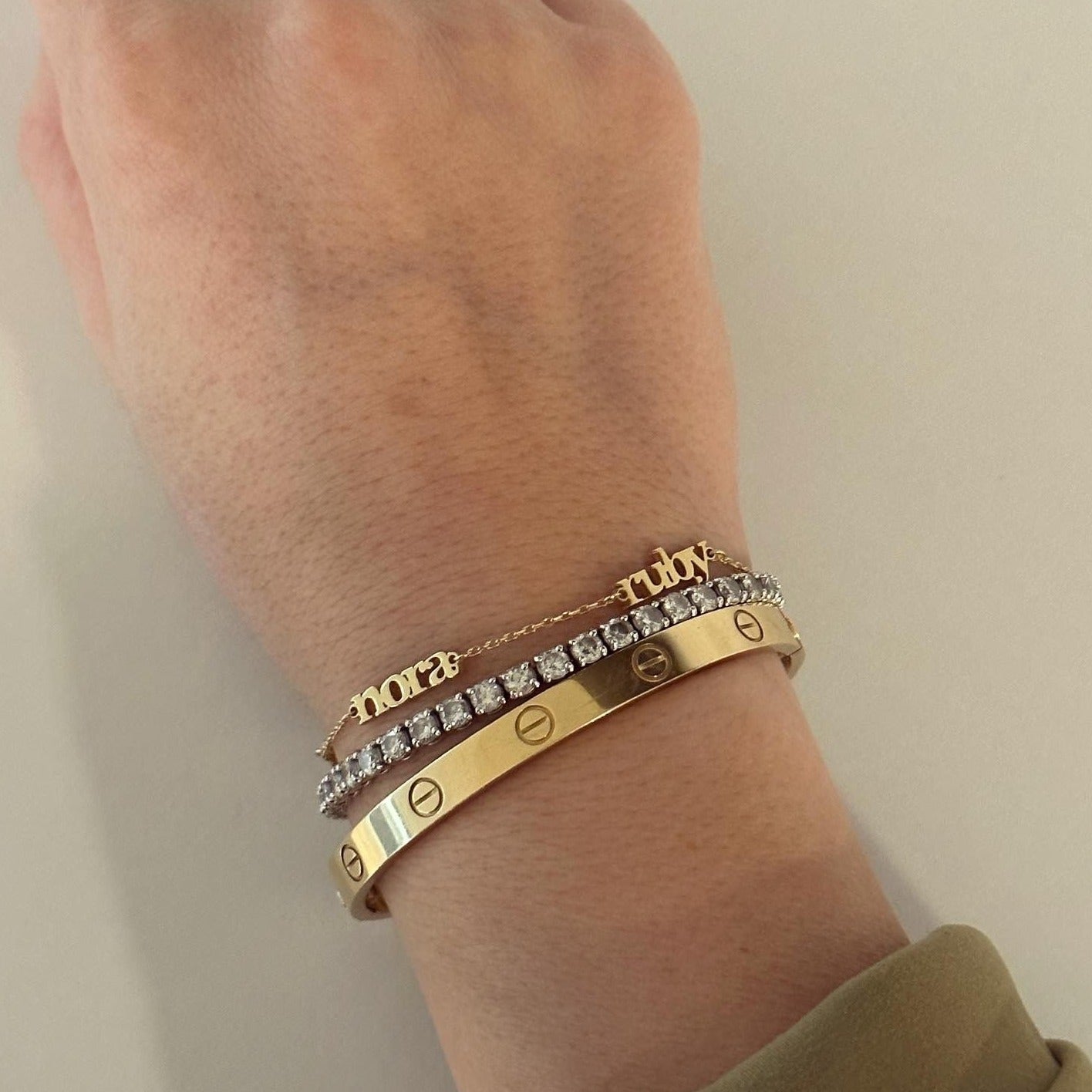 lowercase mommy multiple name bracelet