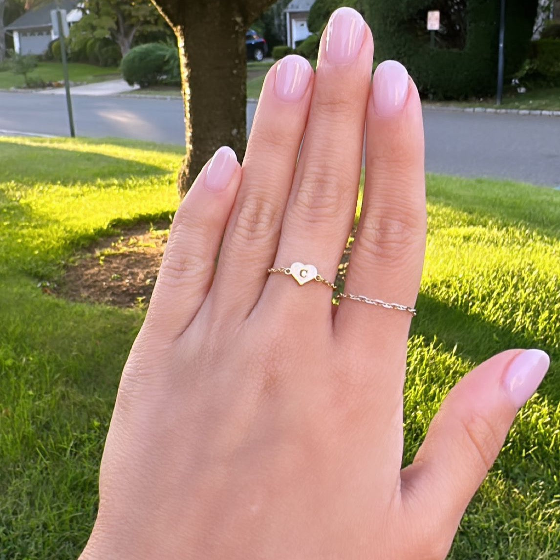 Julie Letter in Heart Chain Ring
