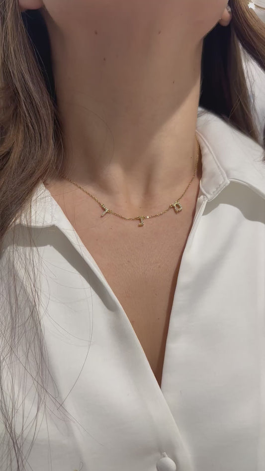 Hebrew Initial CZ Necklace