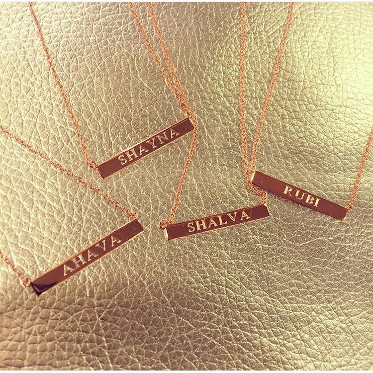Standard Bar Engraved Nameplate Necklace - Retail Therapy Jewelry