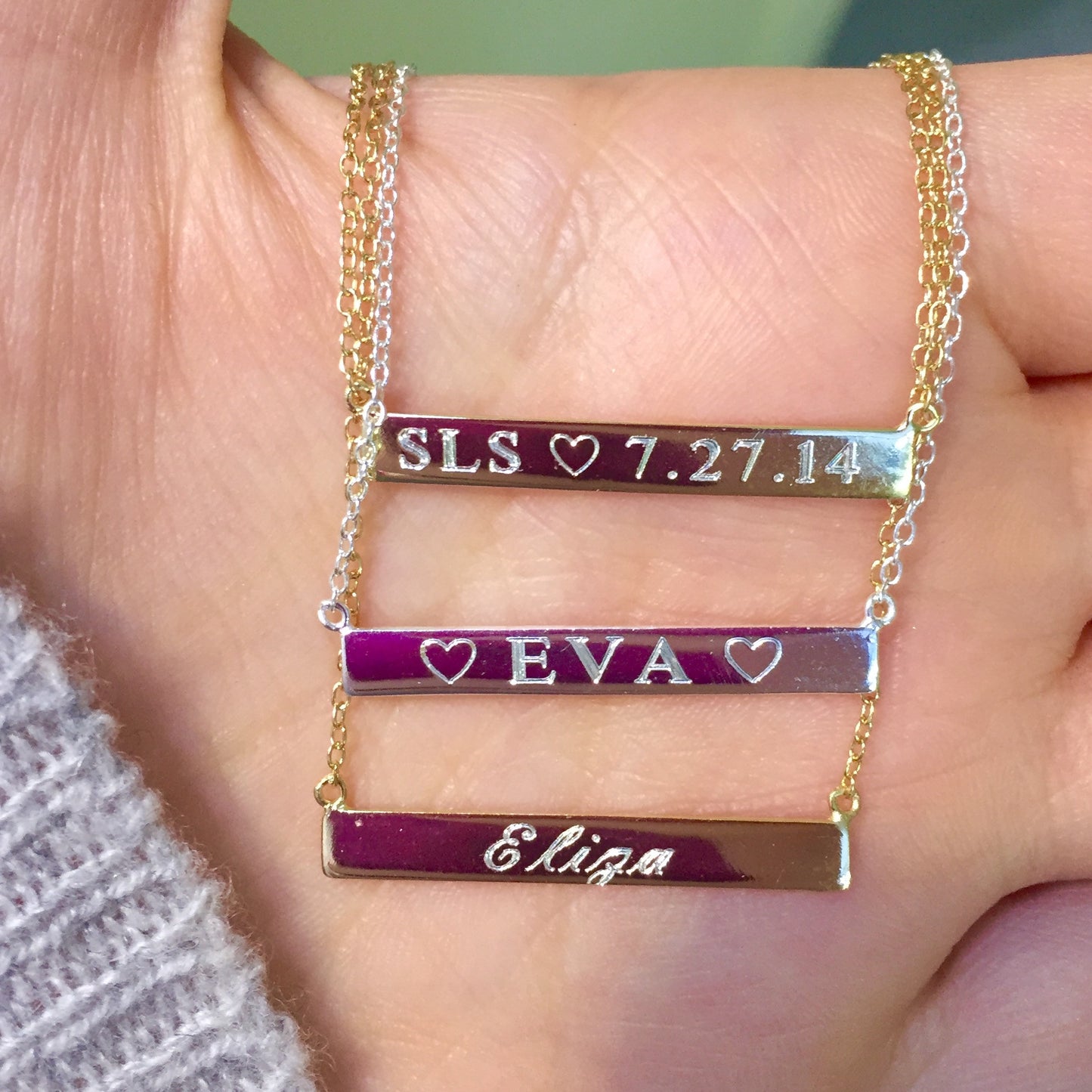 Standard Bar Engraved Nameplate Necklace - Retail Therapy Jewelry