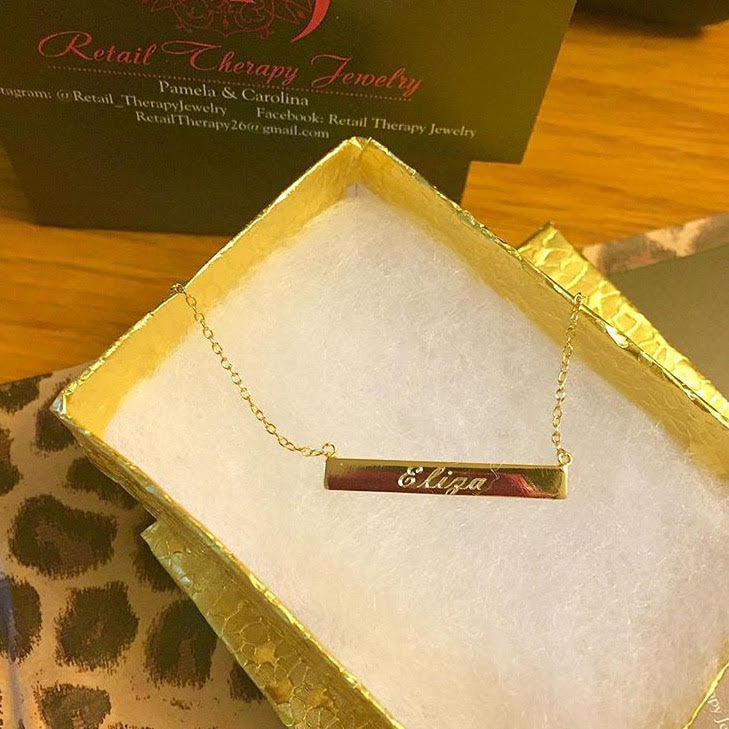 Standard Bar Engraved Nameplate Necklace - Retail Therapy Jewelry