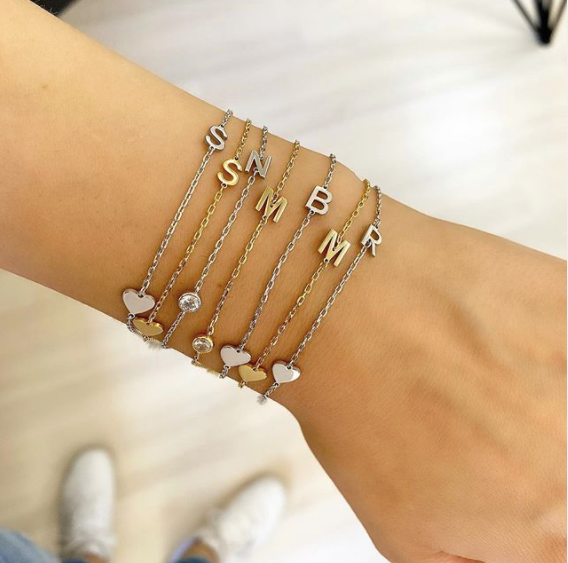 Catie Initial Heart Bracelet - Retail Therapy Jewelry