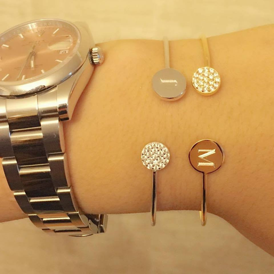 Initial Circle CZ Bangle
