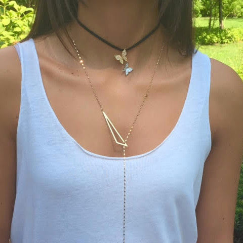 Suede Strap Butterfly Choker - Retail Therapy Jewelry