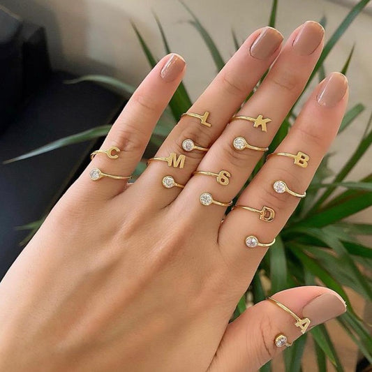 Jolie Initial + Bezel Ring