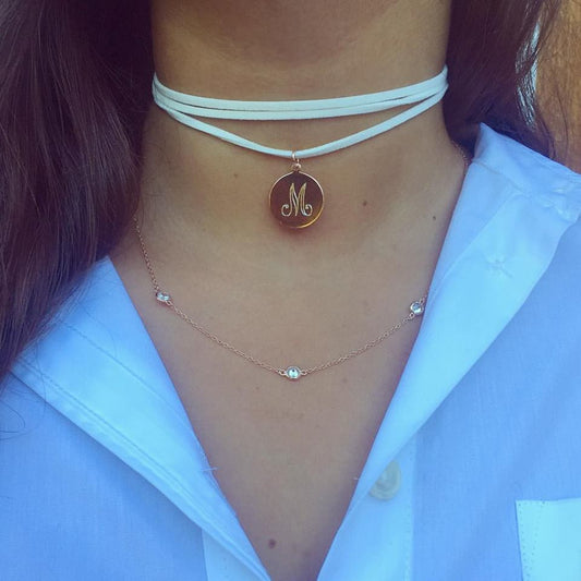 Engraved Initial Choker Disc - Retail Therapy Jewelry