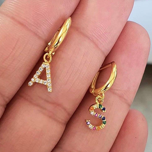 Initial CZ Dangle Huggie - Retail Therapy Jewelry