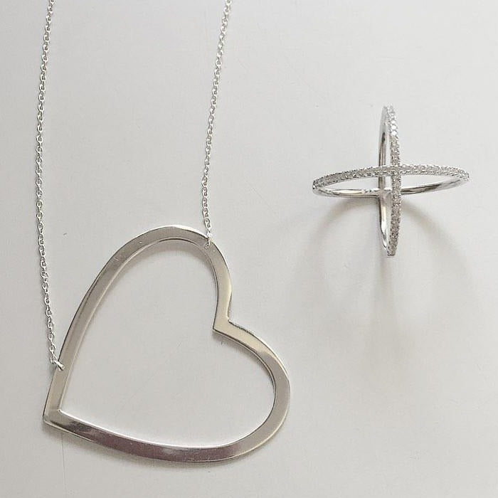 Large Sideways Heart Necklace - Retail Therapy Jewelry