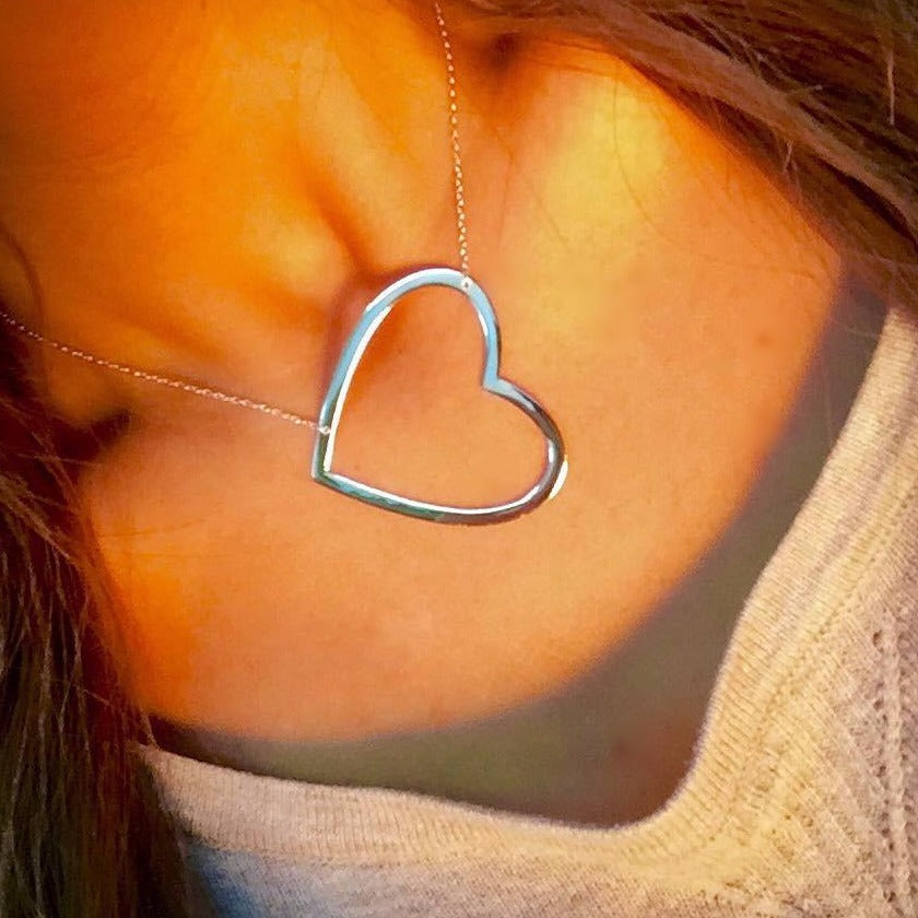 Large Sideways Heart Necklace - Retail Therapy Jewelry