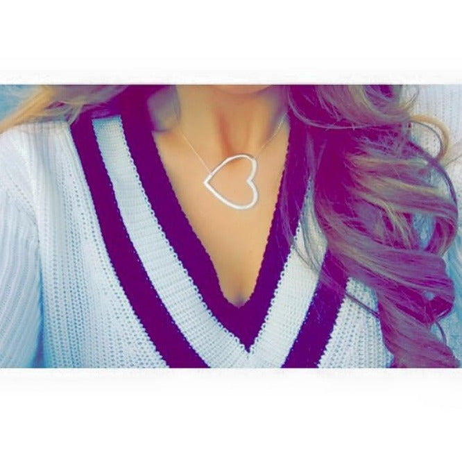 Large Sideways Heart Necklace - Retail Therapy Jewelry
