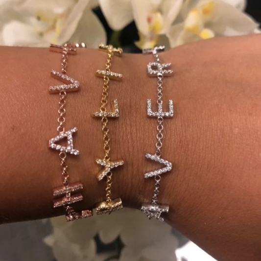 VIV Customized CZ Floating Initial Bracelet - Retail Therapy Jewelry