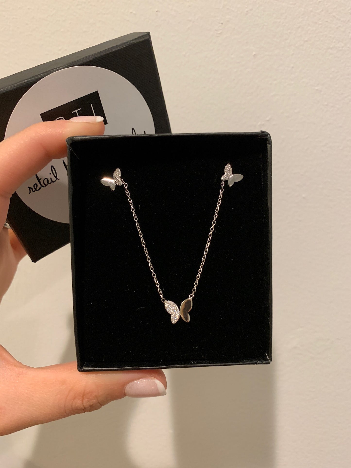 Julia Half CZ Butterfly Necklace - Retail Therapy Jewelry