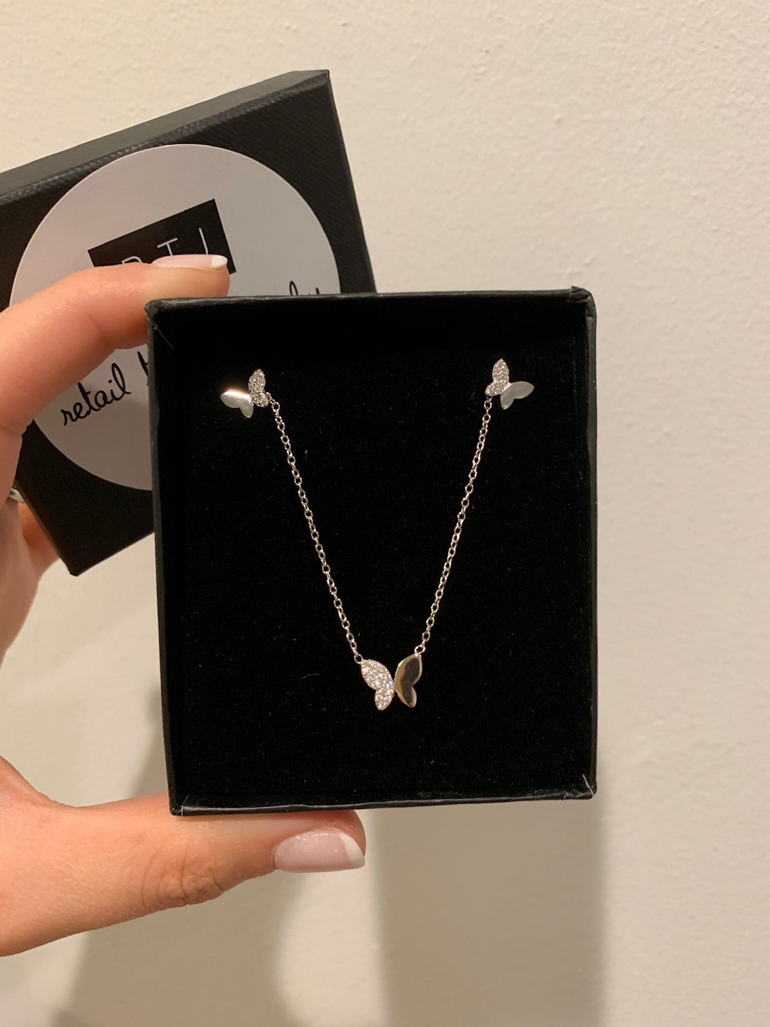 Julia Half CZ Butterfly Necklace - Retail Therapy Jewelry