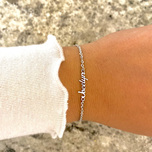 Mini Script Customized Nameplate Bracelet - Retail Therapy Jewelry
