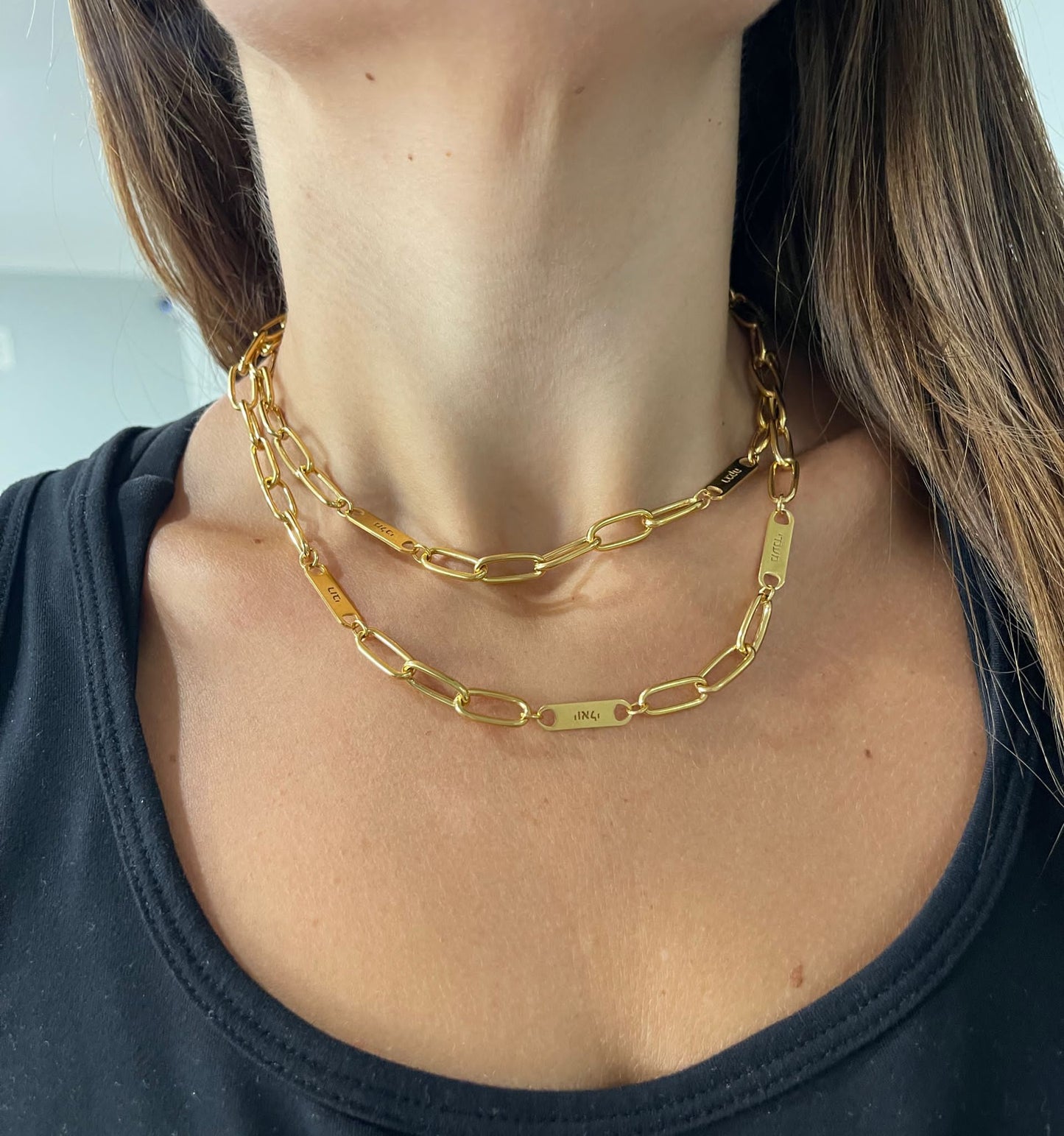 Chaya Paperclip Link Bar Nameplate Necklace