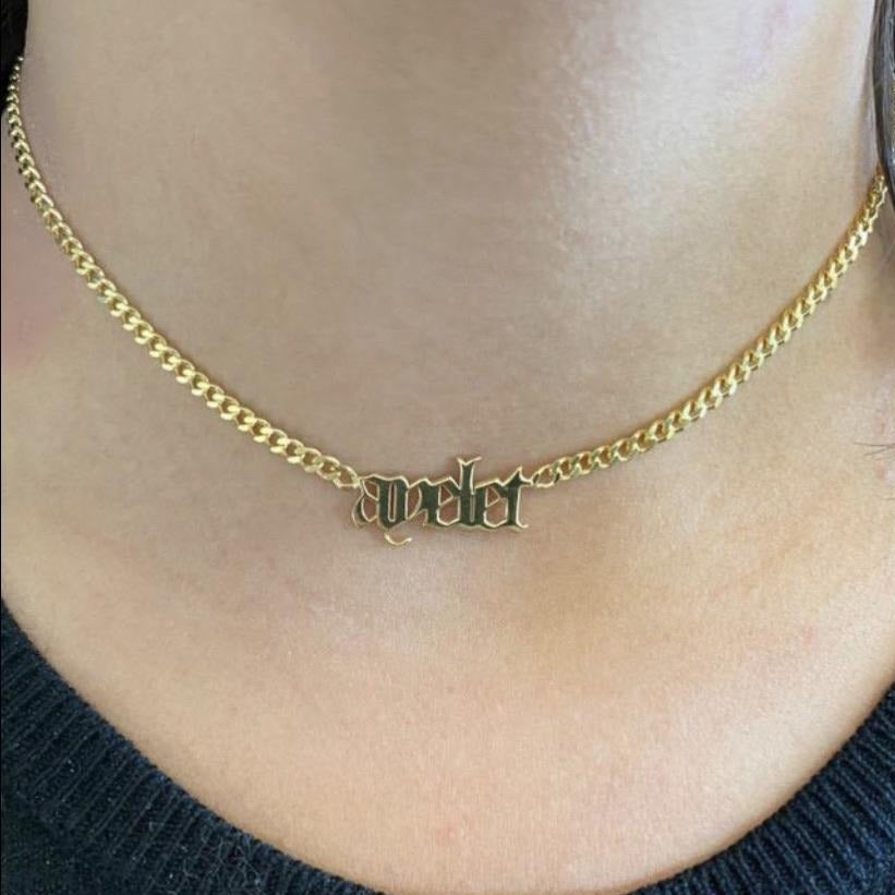 Sienna Bold Thick Chain Nameplate Choker