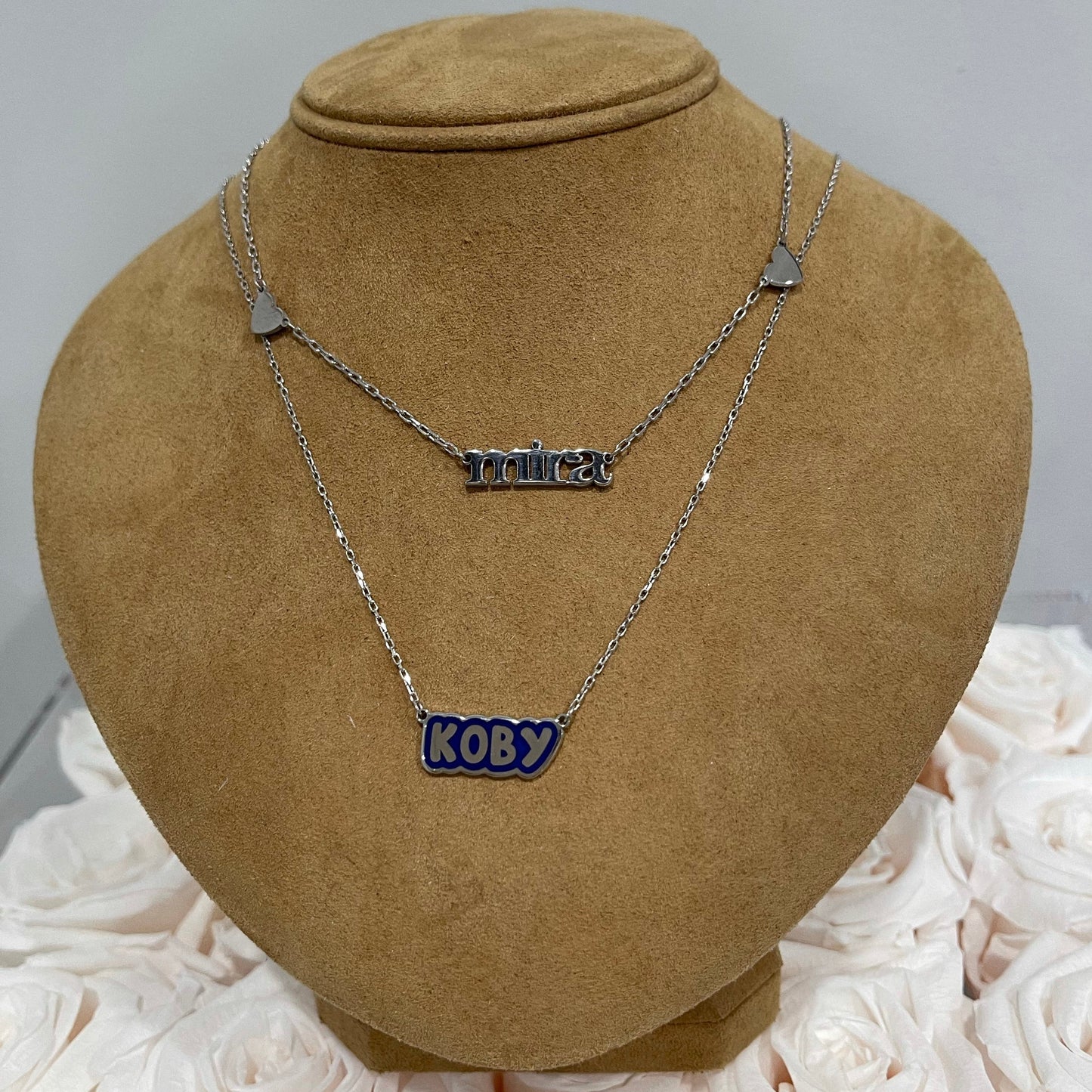 Michelle Double Heart Name Necklace