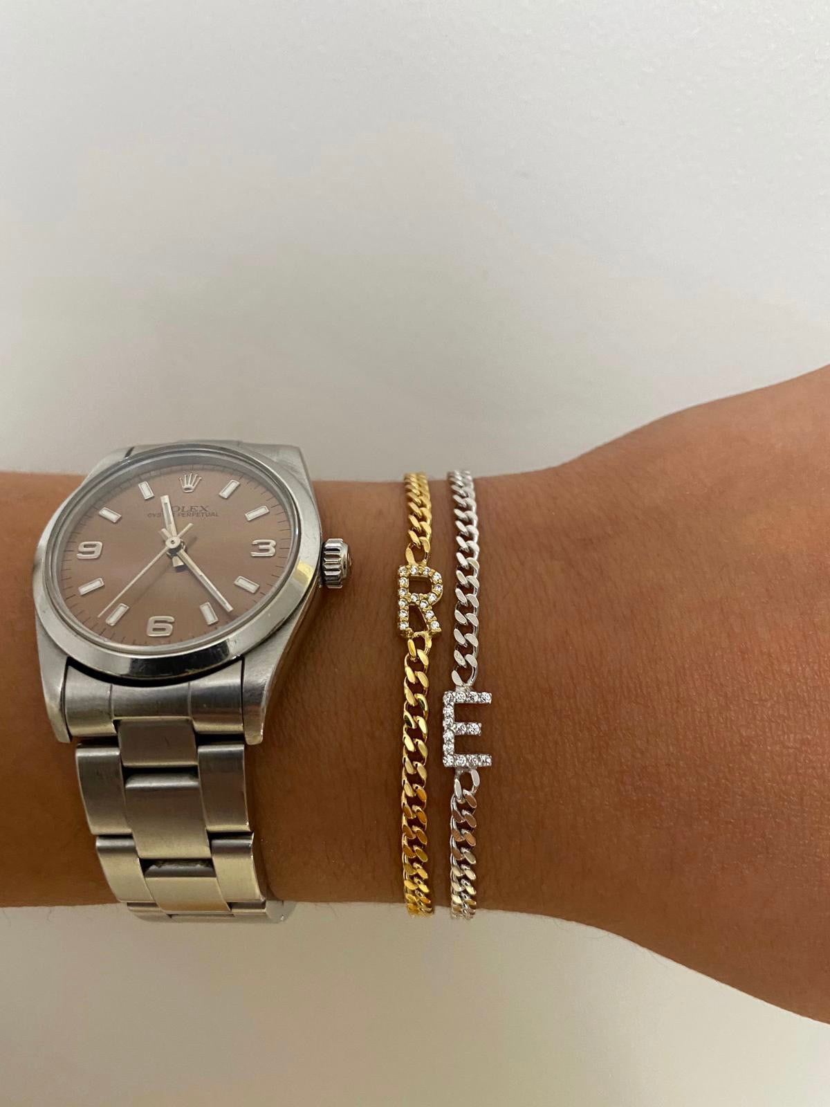 Cubic Chain Initial Bracelet - Retail Therapy Jewelry