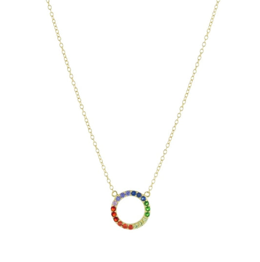 Gold Open Rainbow Circle Necklace - Retail Therapy Jewelry