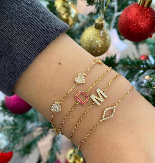 Enamel Initial Bracelet
