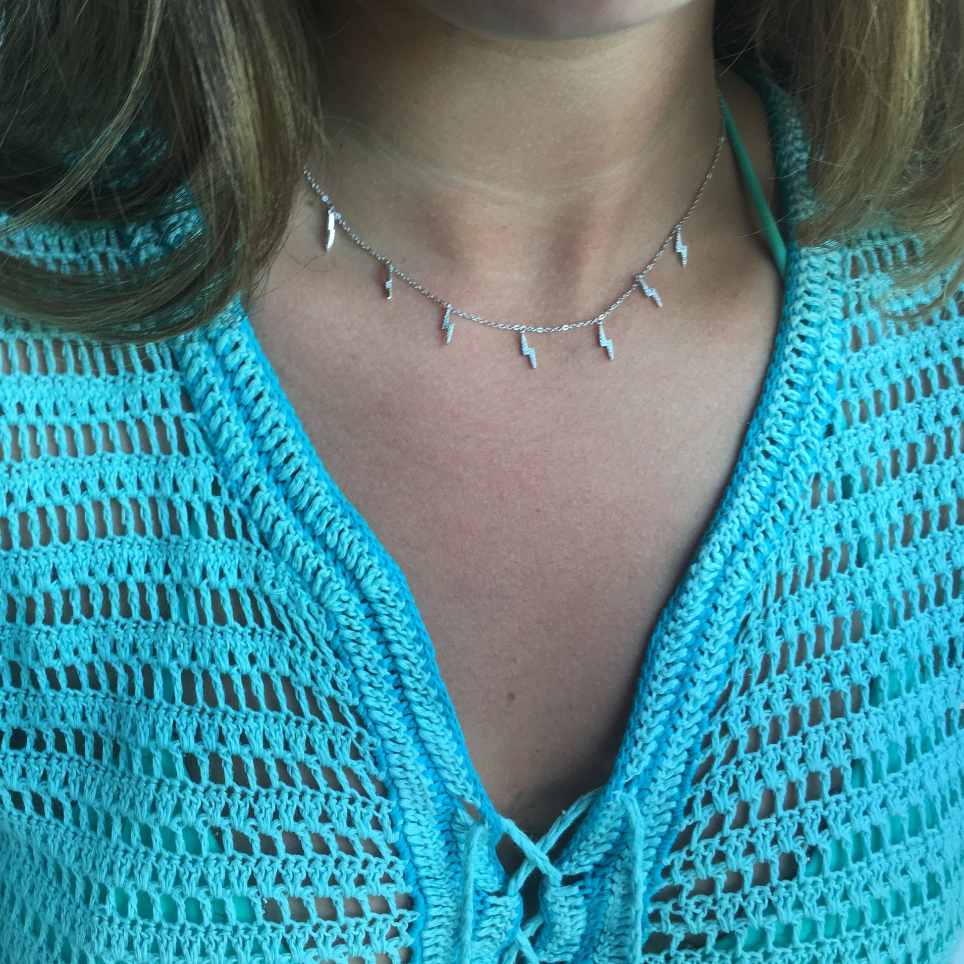 Hanging Lightening Bolt Necklace - Retail Therapy Jewelry