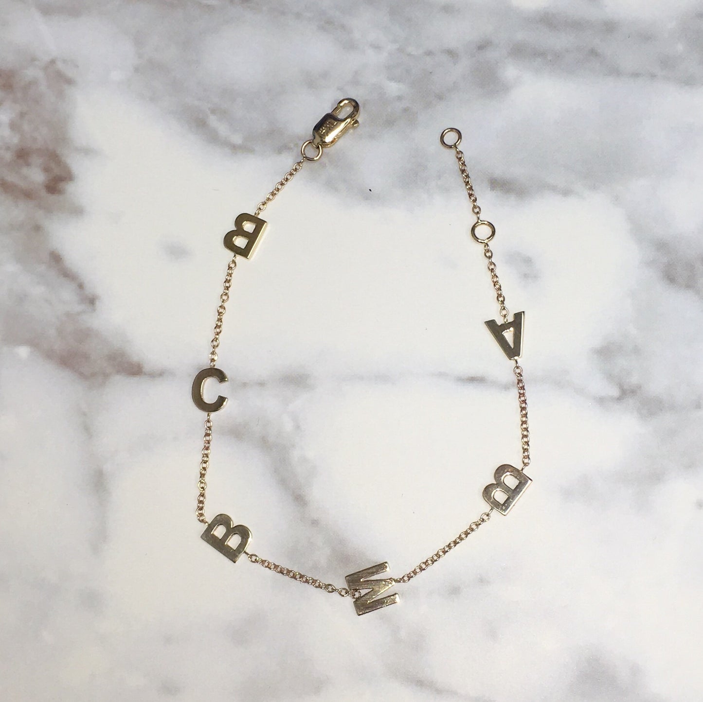 14K Riley Initial Bracelet - Retail Therapy Jewelry