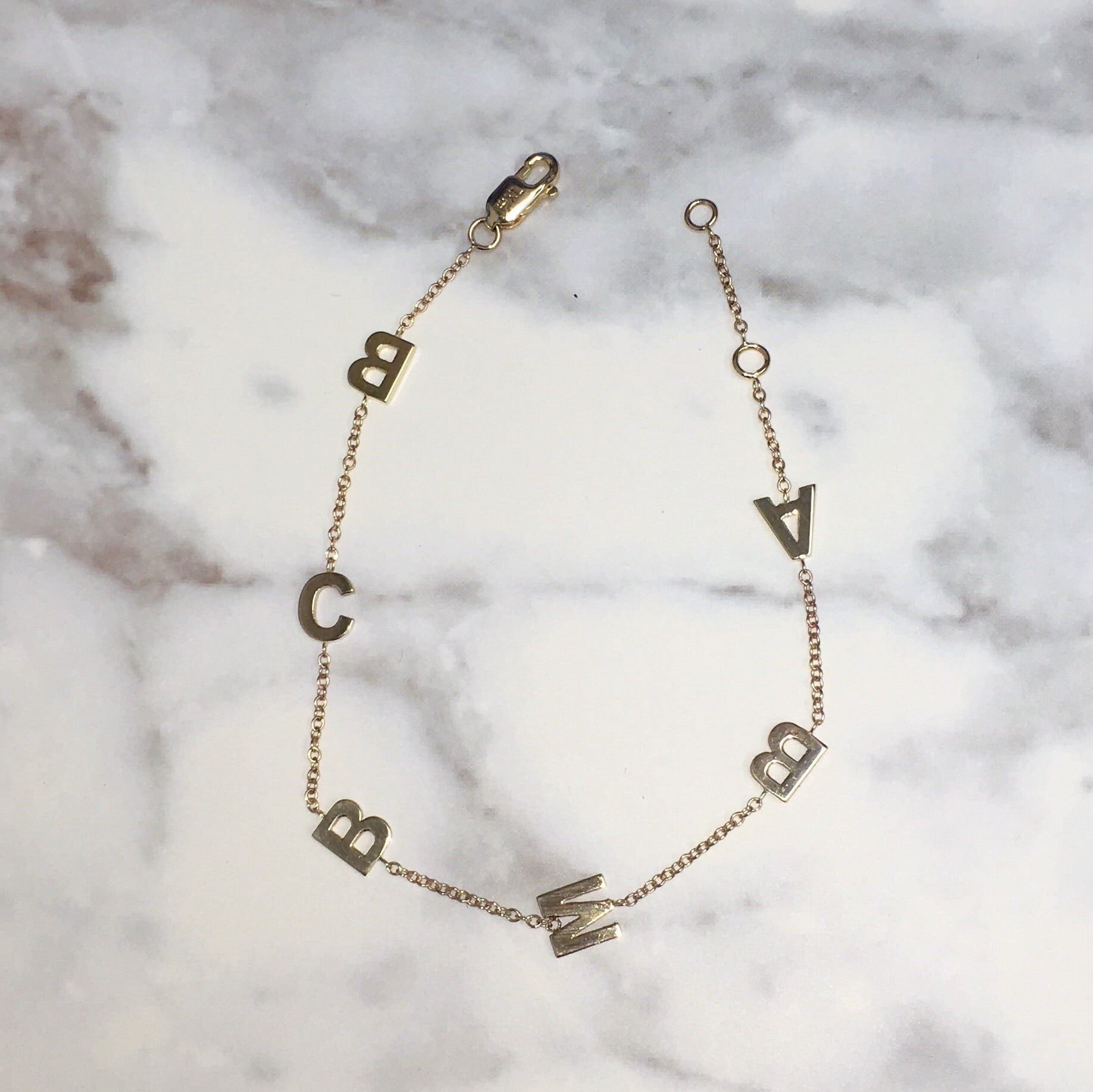 14K Riley Initial Bracelet - Retail Therapy Jewelry