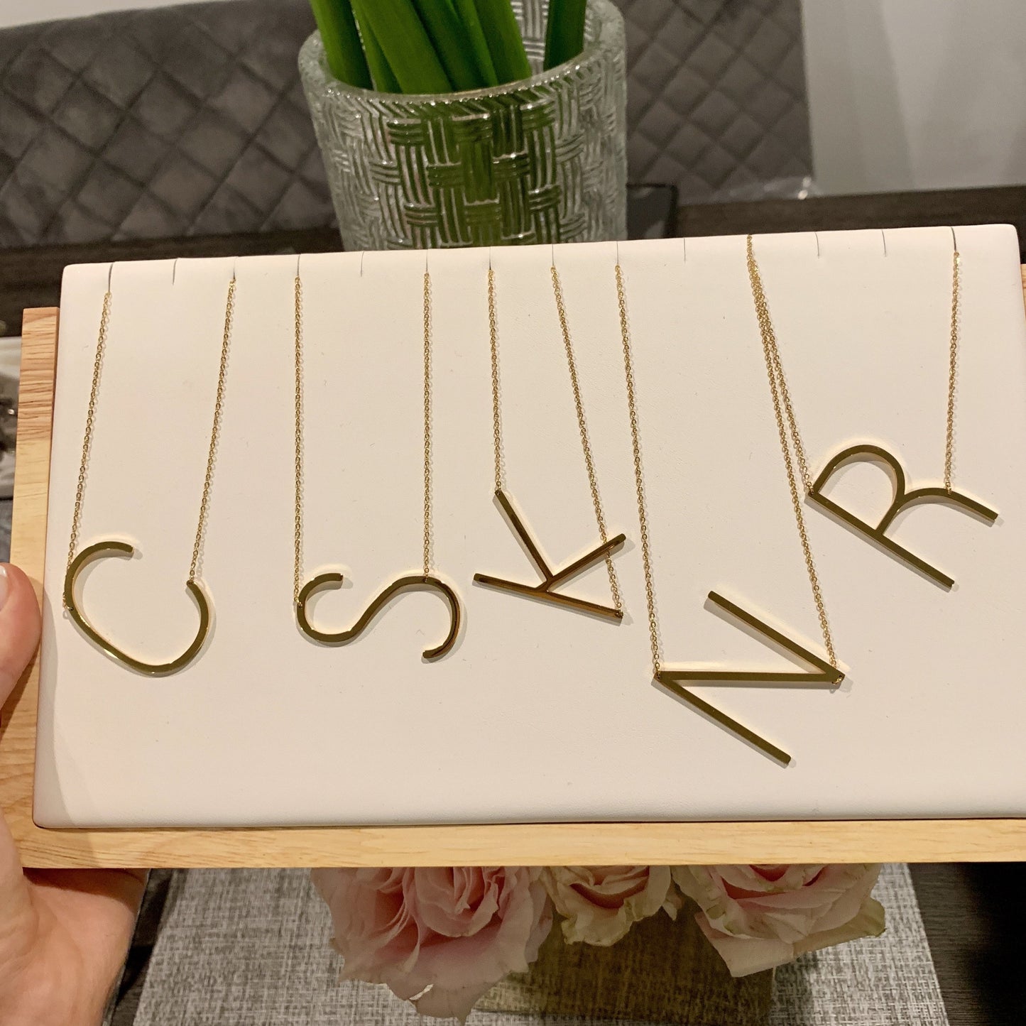 Sideways Enlarged Initial - Retail Therapy Jewelry