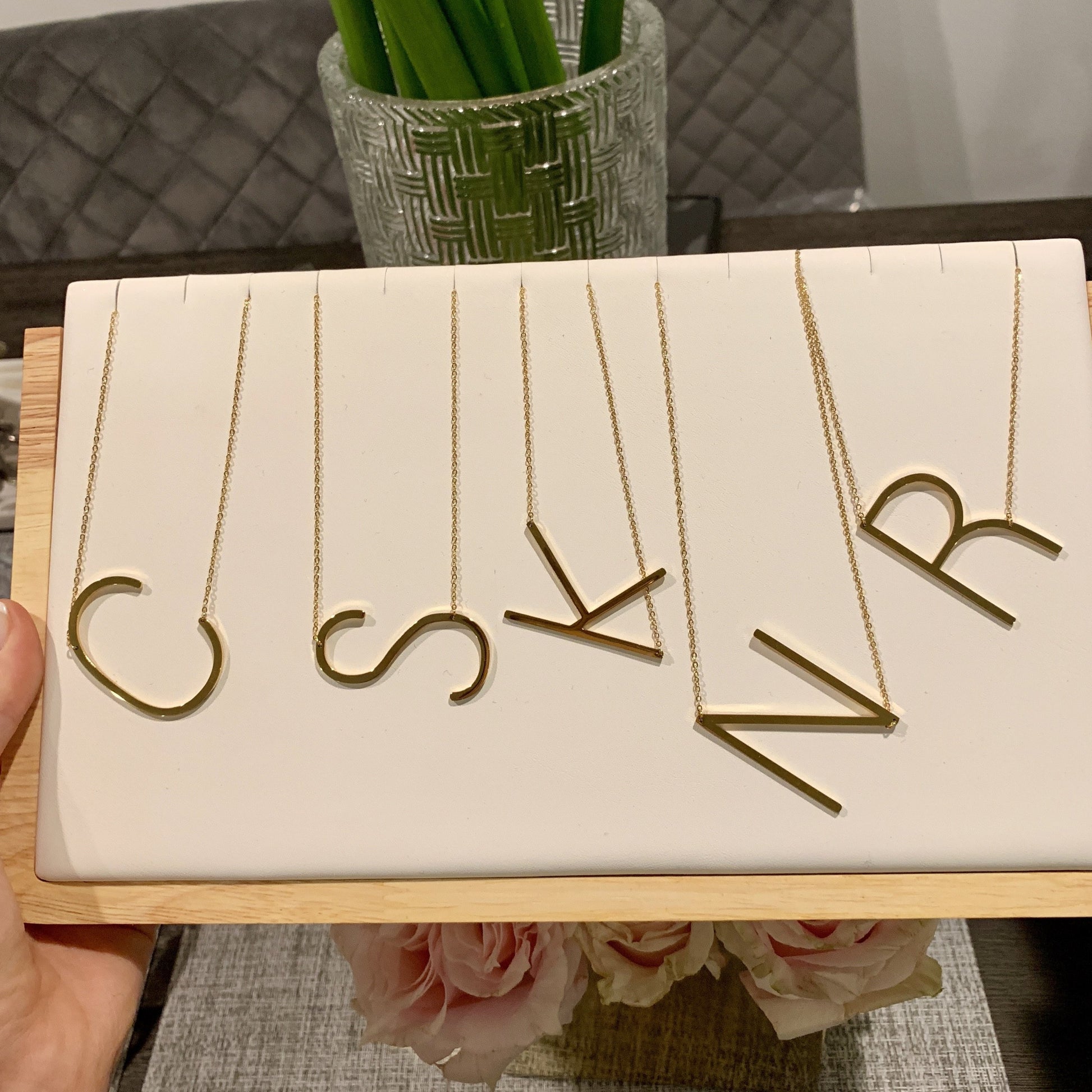 Sideways Enlarged Initial - Retail Therapy Jewelry