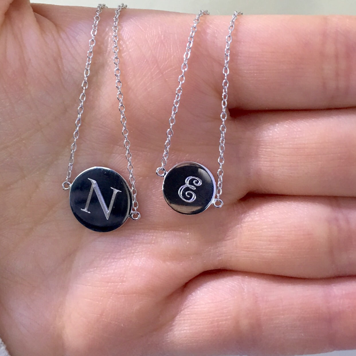 Engraved Initial Disc Chain Choker - Retail Therapy Jewelry