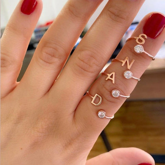 Initial + Bezel Customized Ring - Retail Therapy Jewelry