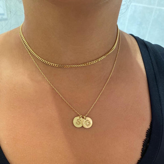 Isabella Initial Charm Disc Necklace