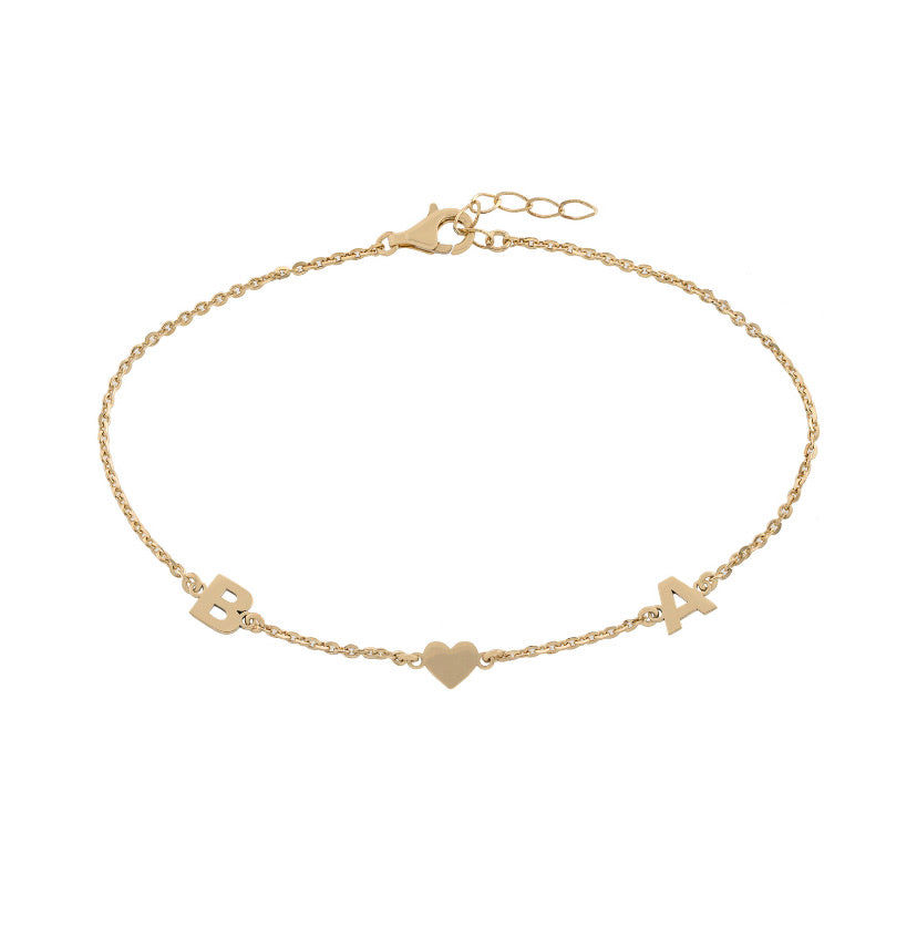 Customized Initial & Heart Anklet - Retail Therapy Jewelry
