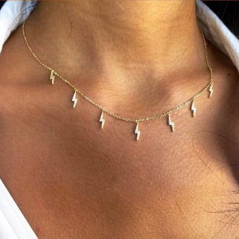 Hanging Lightening Bolt Necklace - Retail Therapy Jewelry