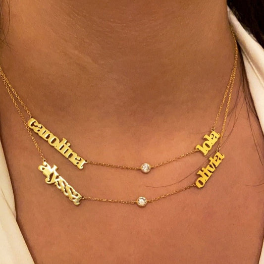 Claudia Mommy Necklace with CZ Bezel - Retail Therapy Jewelry