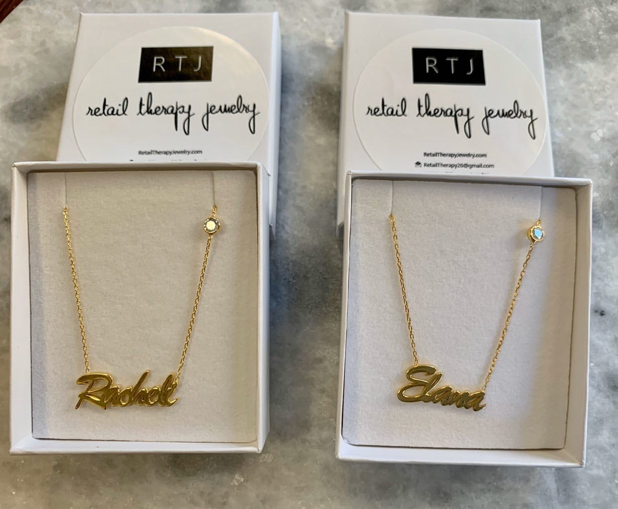Elana Name Necklace With Bezel