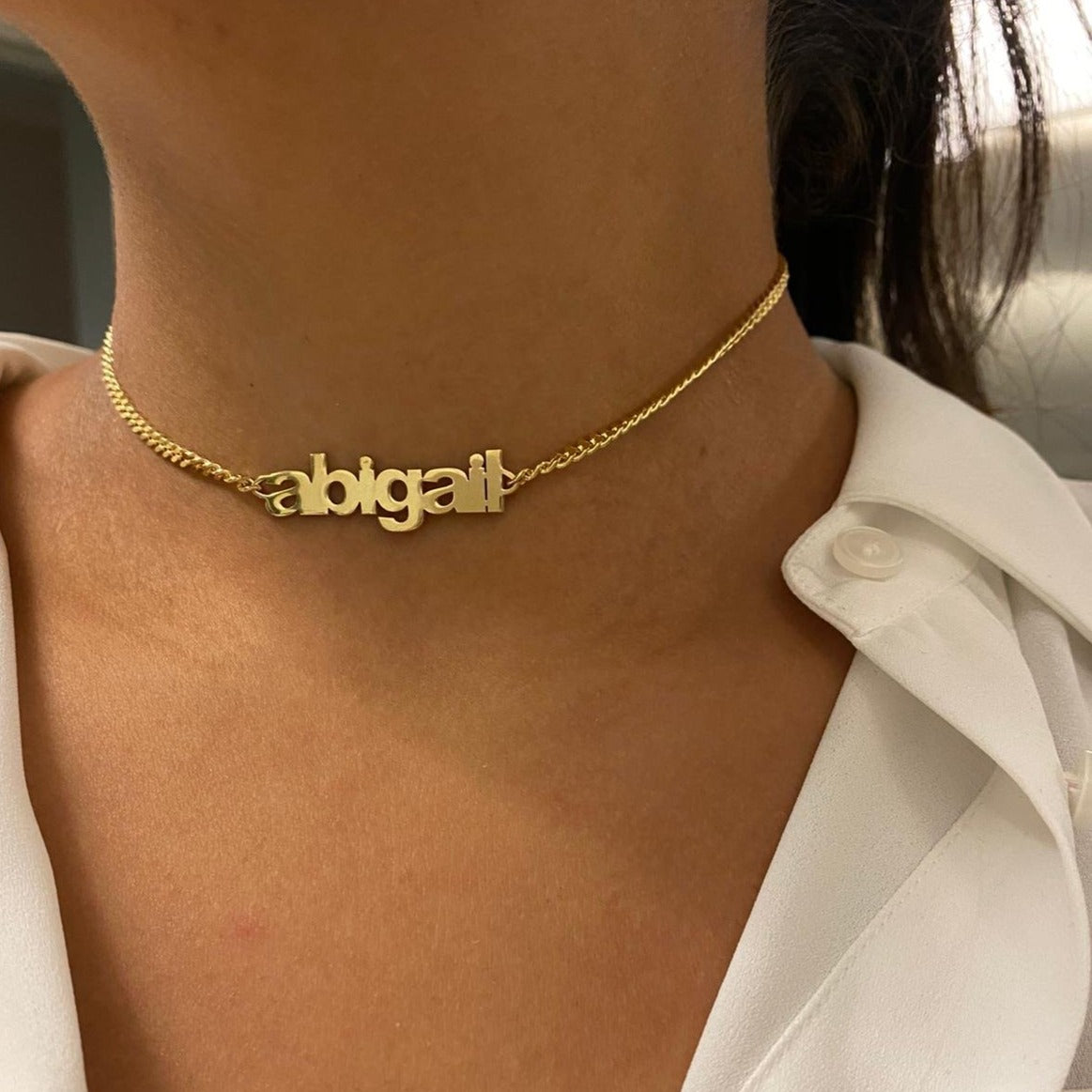 Sienna Bold Thick Chain Nameplate Choker